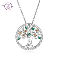 sterling silver 925 necklace for women fine jewelry tree of life colorful pendant cubic zircon korean style christmas gifts