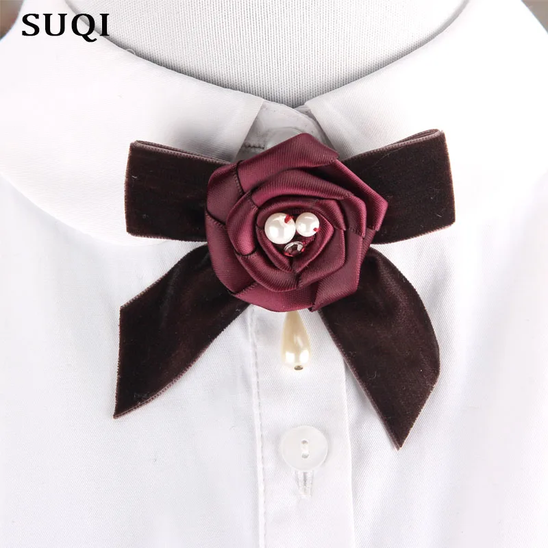 SUQI модные броши булавка для женщин бархатная лента бант роза стандартные булавки