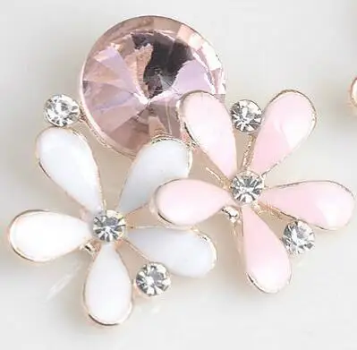 white pink 10 шт./лот, розовый камень, черный белый цветок, бант для волос, украшение для свадебной карты, украшение для волос из сплава - Цвет: white pink
