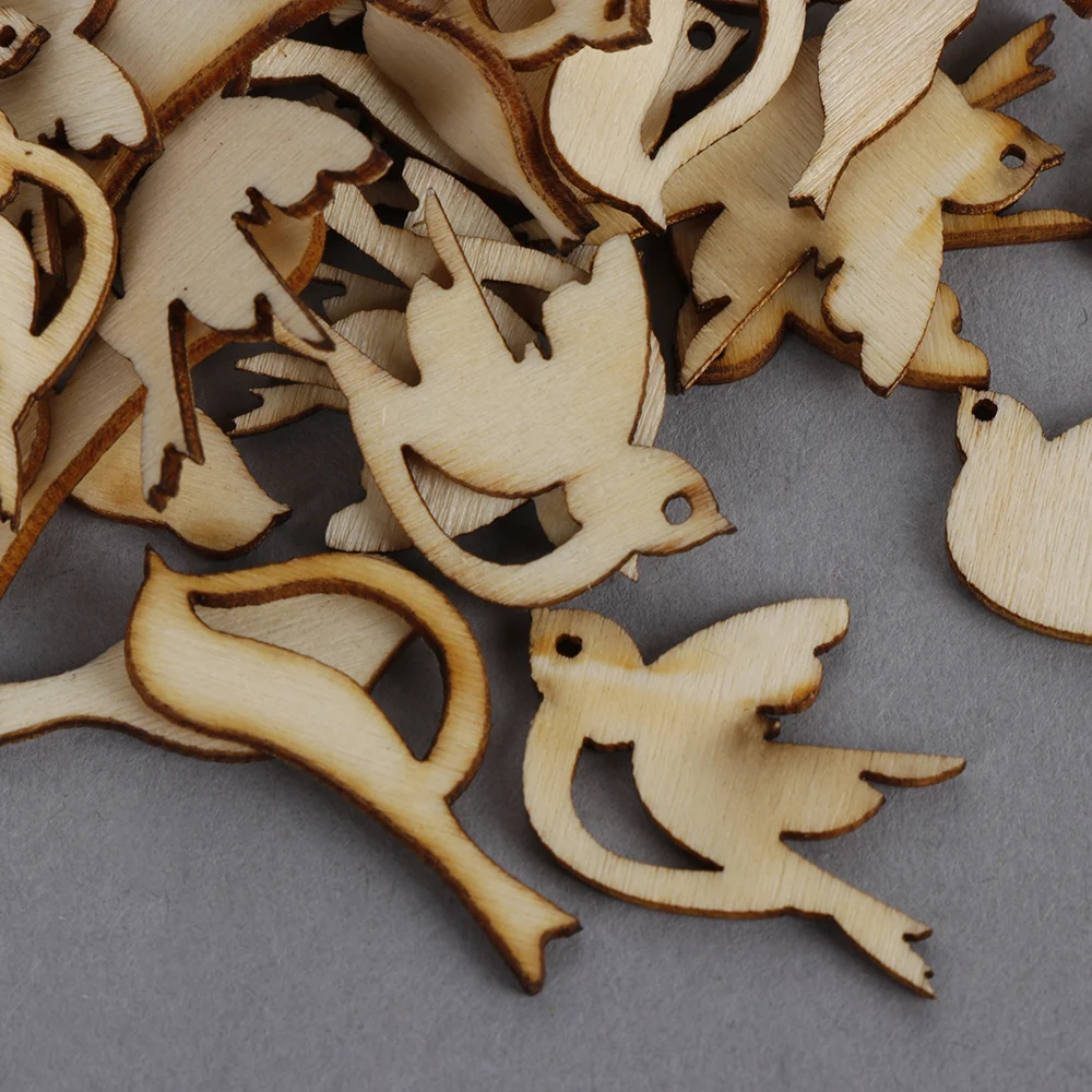 50Pcs/set 2019 New Wooden Craft Scrapbooking Handmade Mixed Birds Shape Slices Decoration Embellishments DIY Home Decor Crafts | Дом и сад