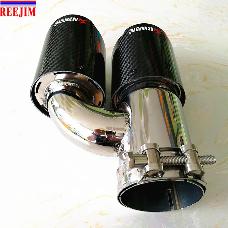 Двойной нержавеющая akrapovic выхлопная насадка из углеродного волокна Выхлопной