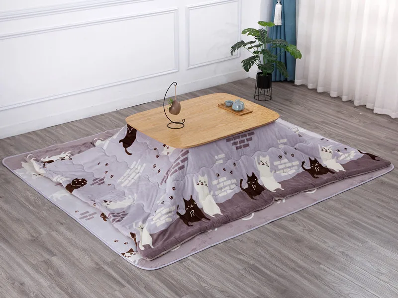 4 шт./компл. стол из цельного дерева набор Kotatsu 1 стол 2 футоны 1 нагреватель японский Стиль дома Гостиная набор мебели для центра Кофе стол