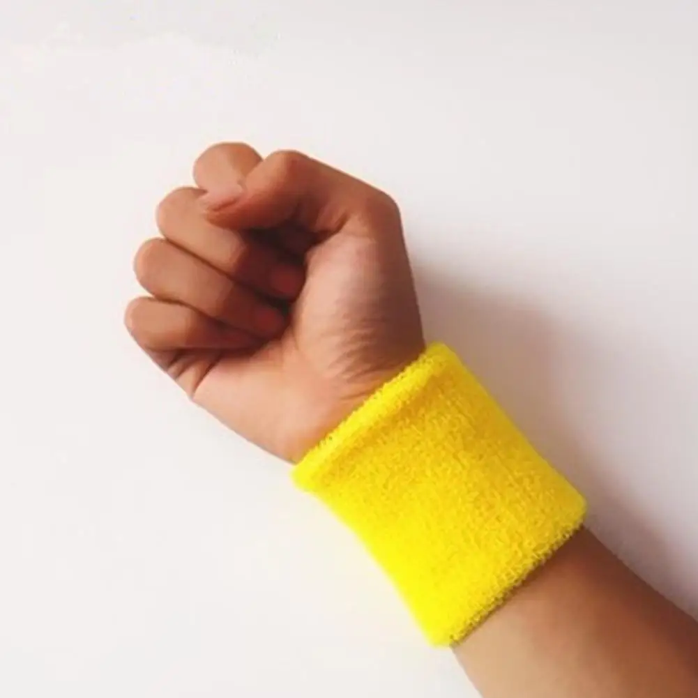 yellow Спортивные Напульсники 8 см, впитывающие Пот спортивные Напульсники, махровая ткань, Напульсник для поддержки запястья, обертывания, защита для футбола, баскетбола, напульсник - Цвет: yellow