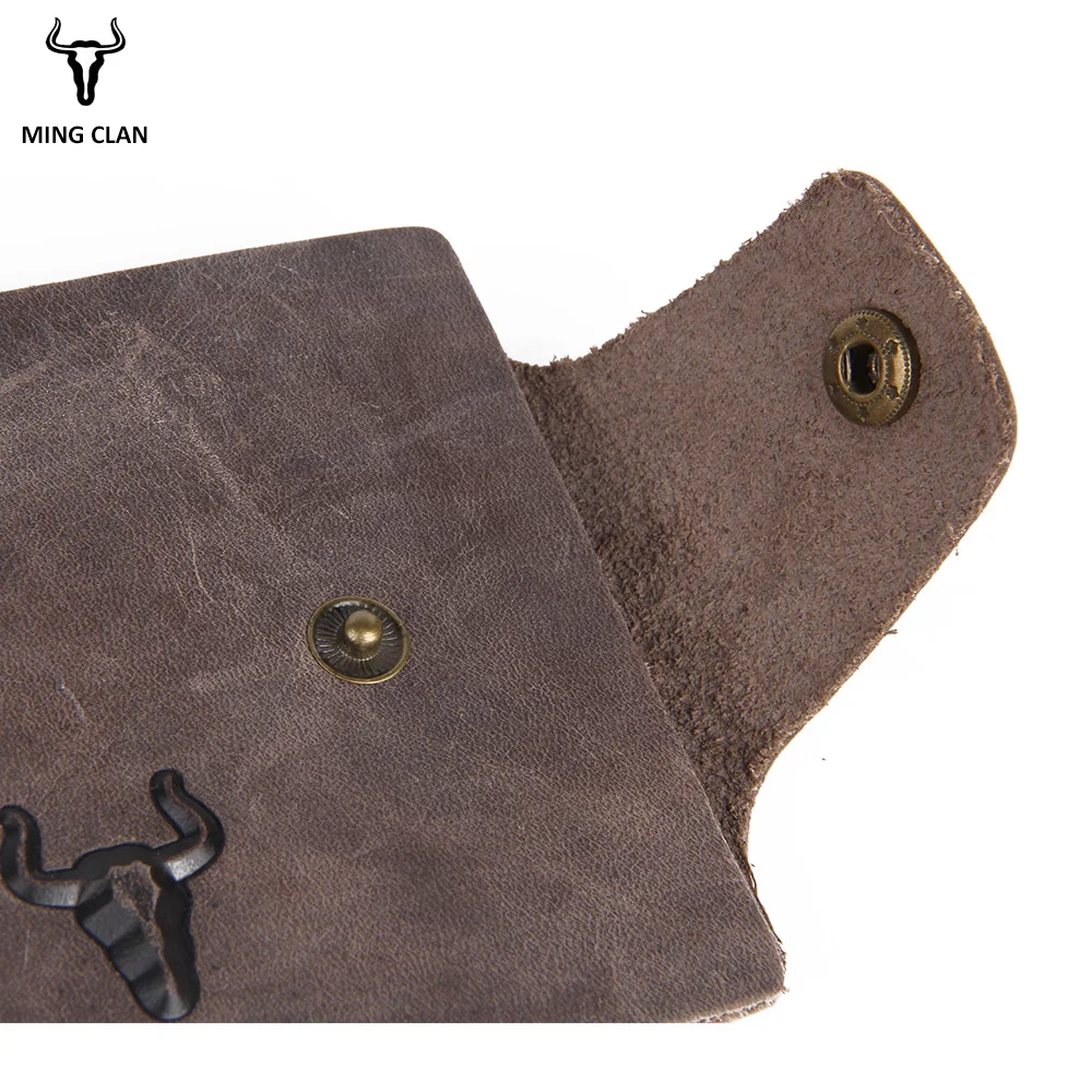 Mingclan Crazy Horse Genuine Leather Wallet Men SIM Phone SD Card Holder Male Wallet Vintage Travel Purses Clutch Handbag RFid