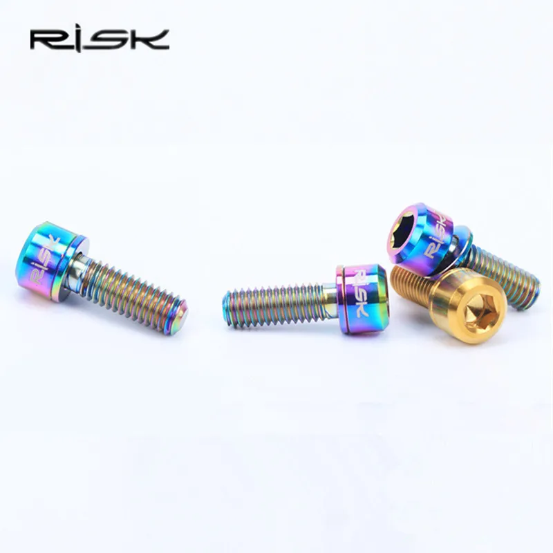4pcs Disc Brake Screws Titanium MTB Mountain bike M6*18/M6*20mm Bolts Clamp With Gasket Stigma Cone Head | Спорт и развлечения