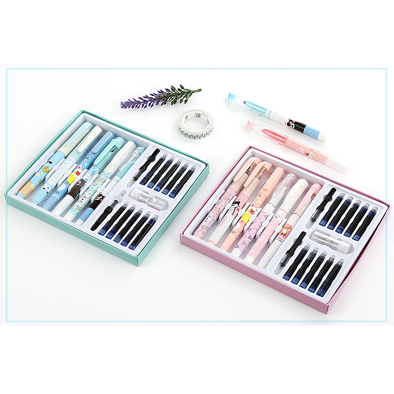 Children Student Correct Posture Cartoon Fountain Pen Set Include Erasing Ink Cartridges Converters The Best Christmas Gift | Канцтовары