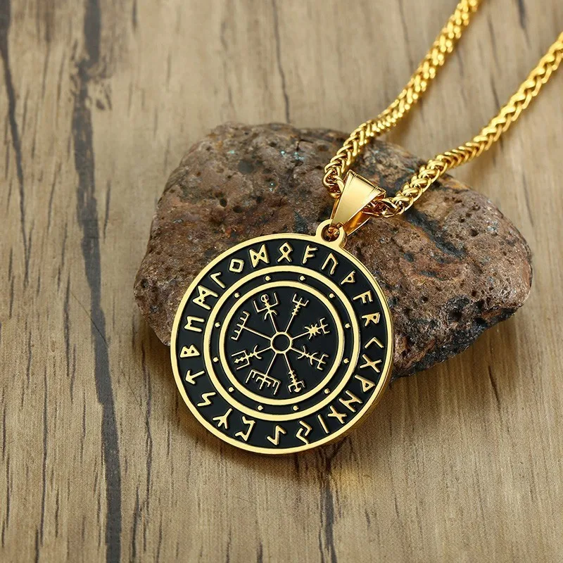 Ожерелье Vegvisir мужское с компасом Ювелирное Украшение Vicking Rune Круглый амулет