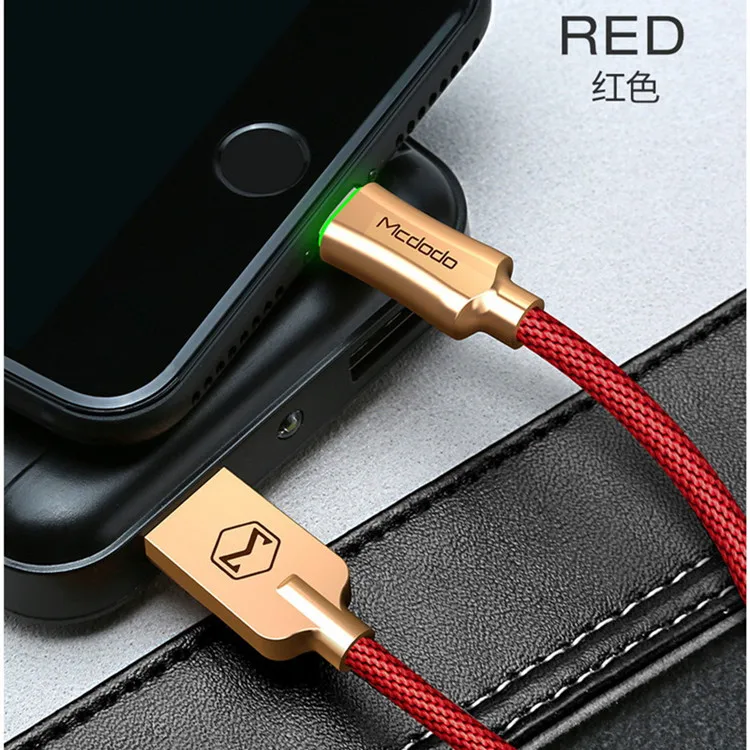 Красный MCDODO автоматическое отключение USB кабель Быстрая зарядка USB зарядное устройство кабель для передачи данных для iPhone 11 Pro X Xs Max Xr 8 7 6 6S Plus 5 телефонный шнур - Цвет: Красный