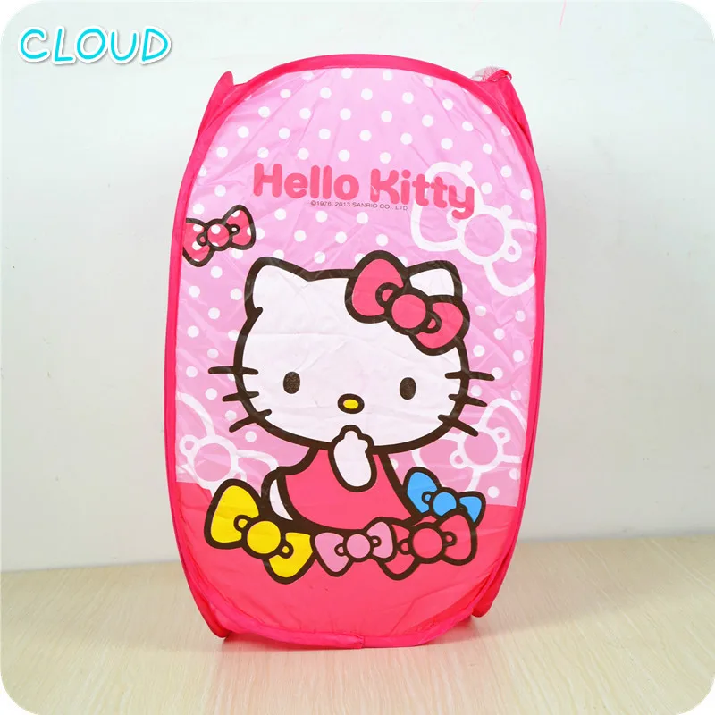 Hello Kitty Folding Mesh Laundry Basket Dirty Clothes Polka Dot Bow Storage Kt Baskets Bags Zakka Basket|storage basket|laundry basketdirty clothes |