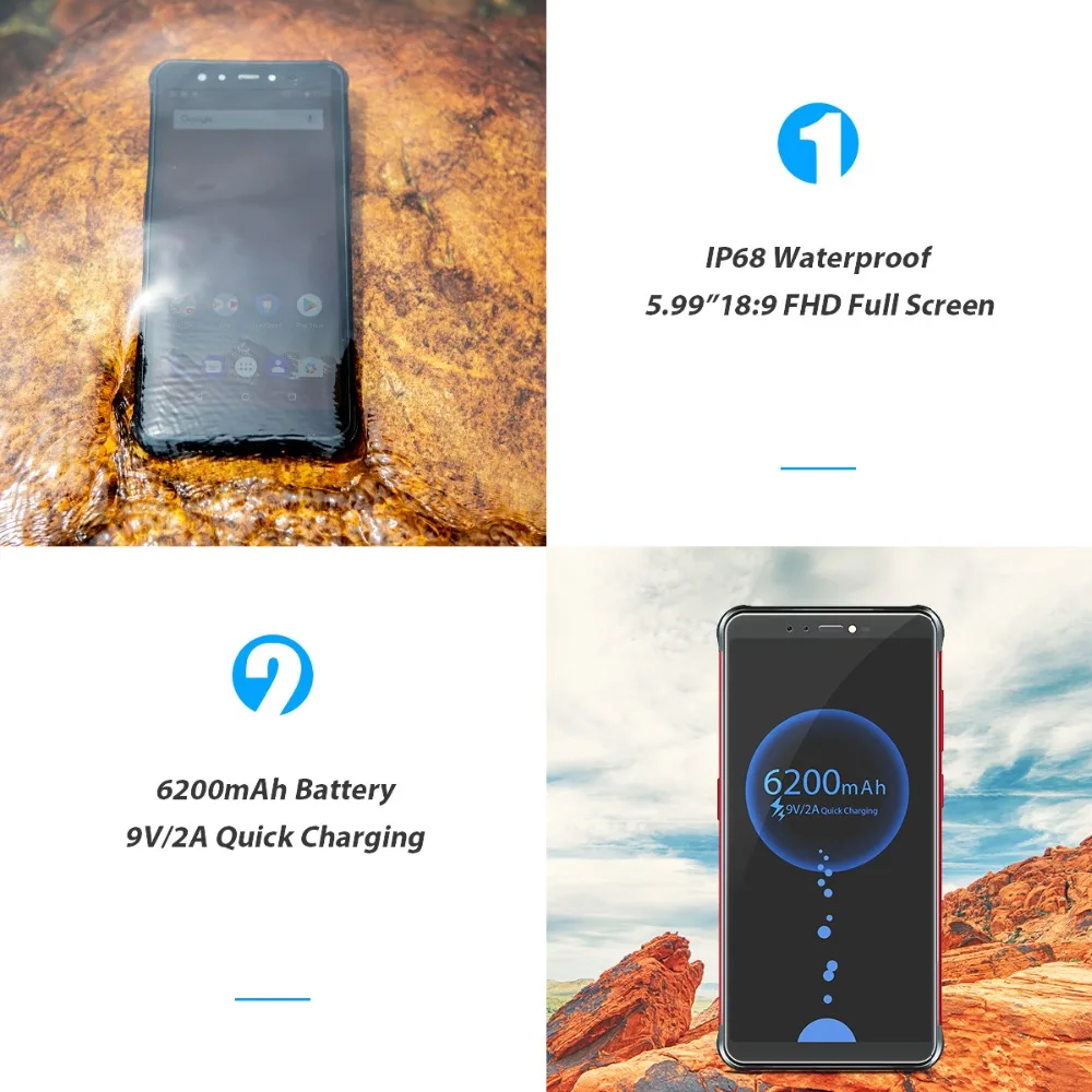 Vernee V2 Pro Водонепроницаемый смартфон с IP68 5 99 "FHD Face ID глобальной сети 6 ГБ 64 четыре