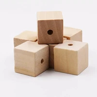 50pcs square wood blocks wooden beads with 4mm hole cube wood blocks 202020mm