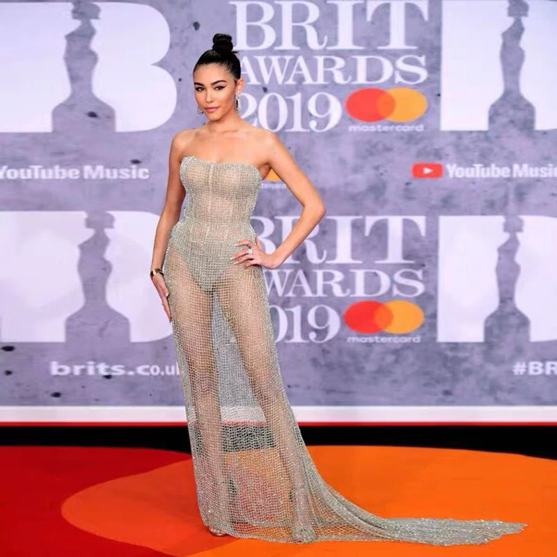 Новинка 2019 летнее платье серое сексуальное прозрачное Сетчатое женское макси