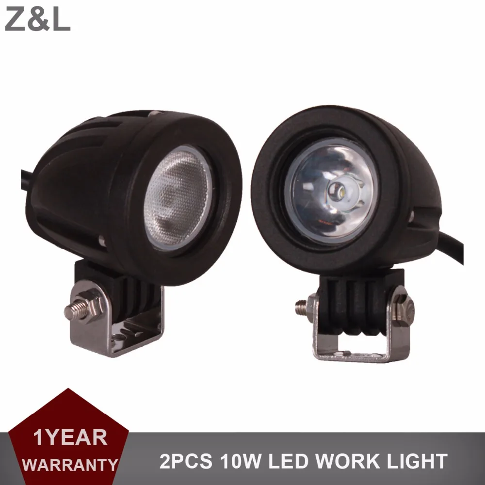 Z&L 2pcs 10W LED Work Light Offroad Car Auto Truck ATV Motorcycle Trailer Bicycle 4WD Fog Lamp Spot Flood Beam Driving Headlight