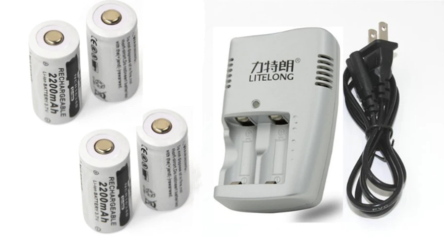 4 шт. высокое качество 3 7 v 2200mAh CR123A Аккумуляторная литиевая батарея + 1 выделенное