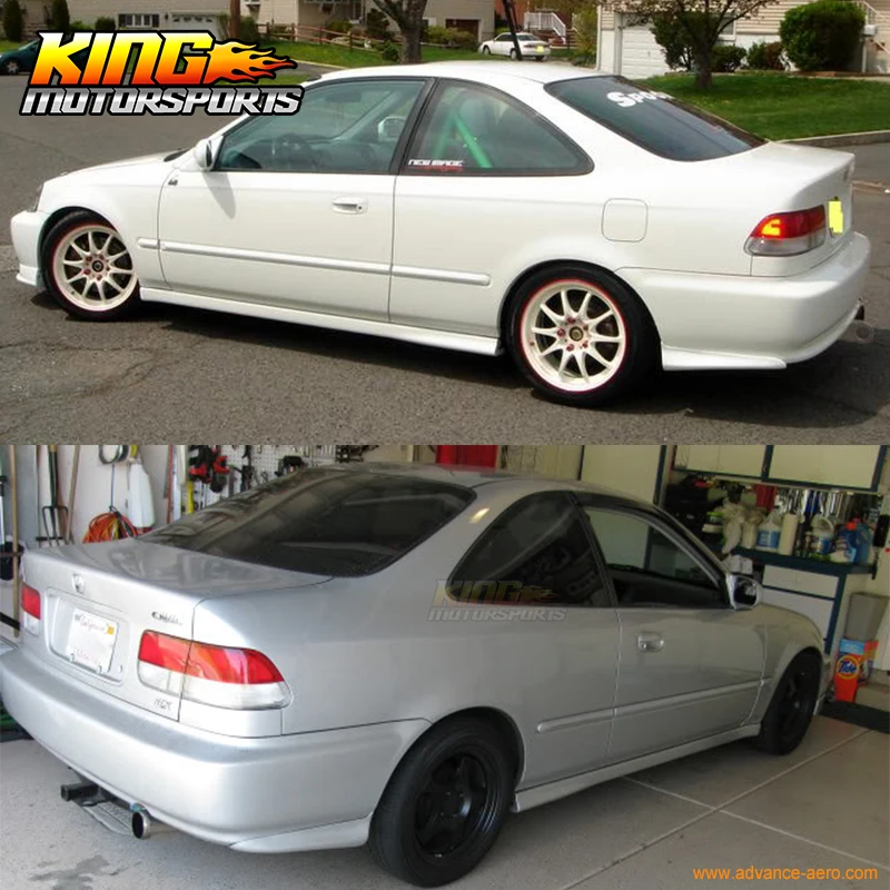 Подходит для Honda Civic 99-00 2Dr4Dr 2 шт черный PU задний бампер спойлер подзор Spats