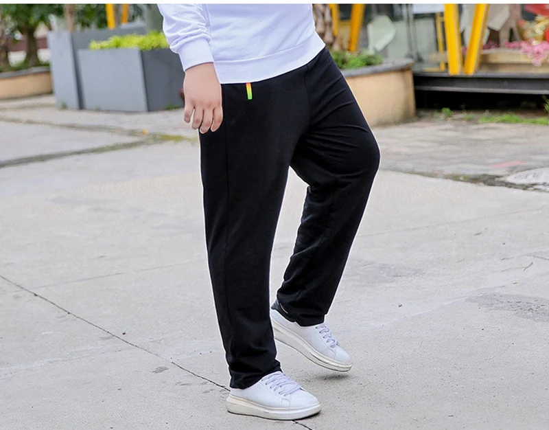 Осенние мужские спортивные штаны размера плюс, большие 6XL, 7XL, 8XL, 9XL, зимние мужские спортивные штаны, Стрейчевые штаны с эластичной резинкой на талии, простые прямые брюки - Цвет: Черный