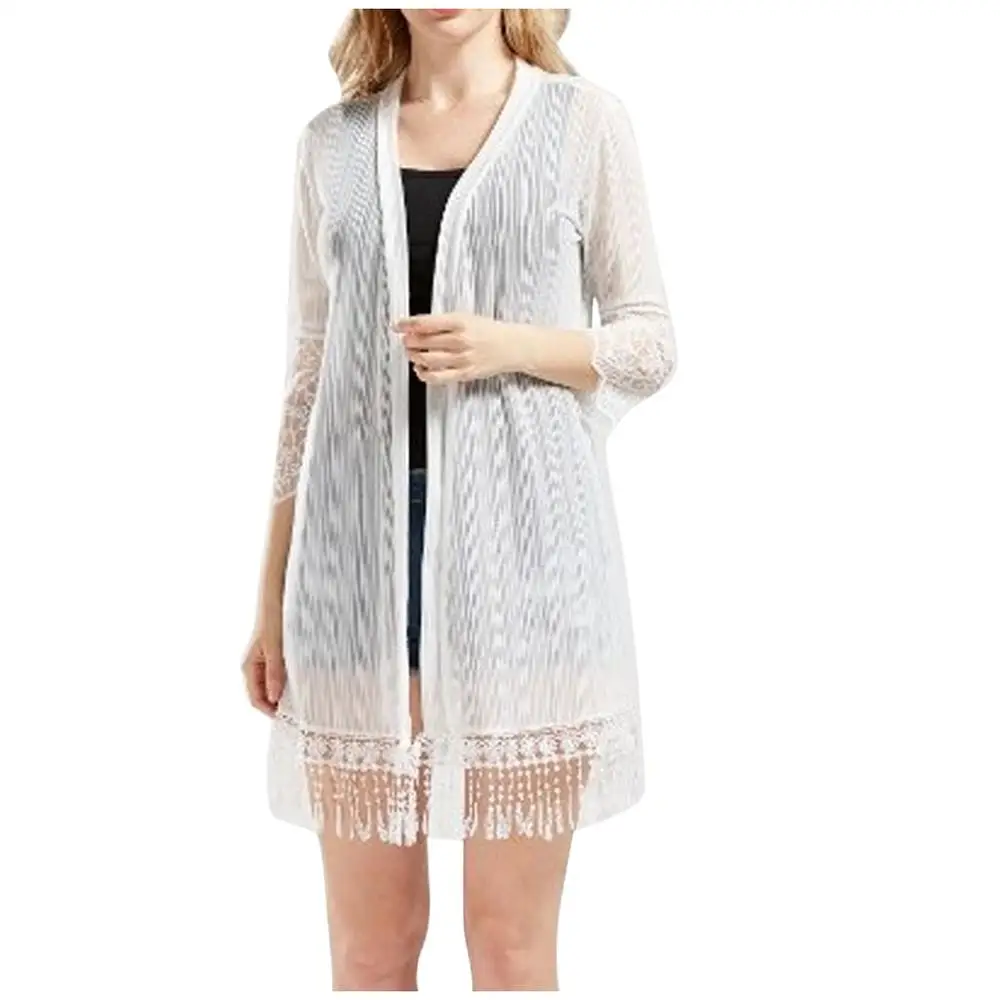 Женская кружевная блузка шифоновый солнцезащитный кардиган с полурукавами и