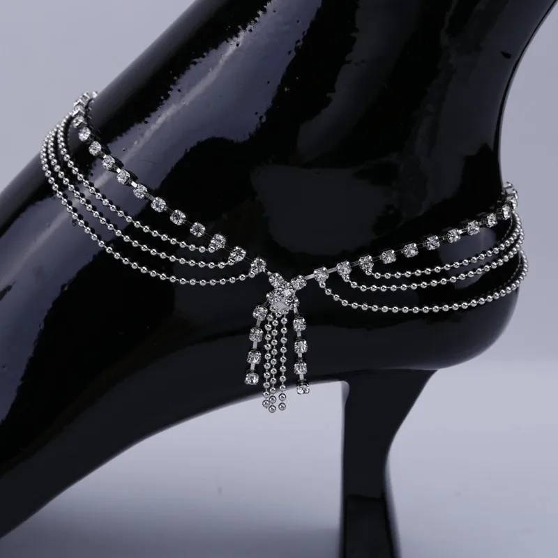 6 шт./лот модный металлический браслет на лодыжку со стразами и цепочкой|fashion