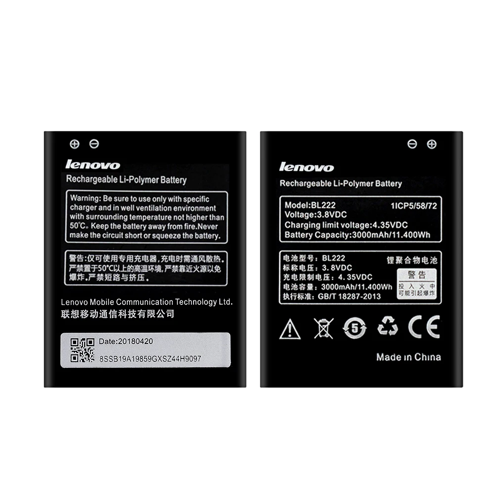 

BL222 Original Battery for Lenovo S660 S668T Li-polymer Akku Batterie 3000mAh Real Capacity