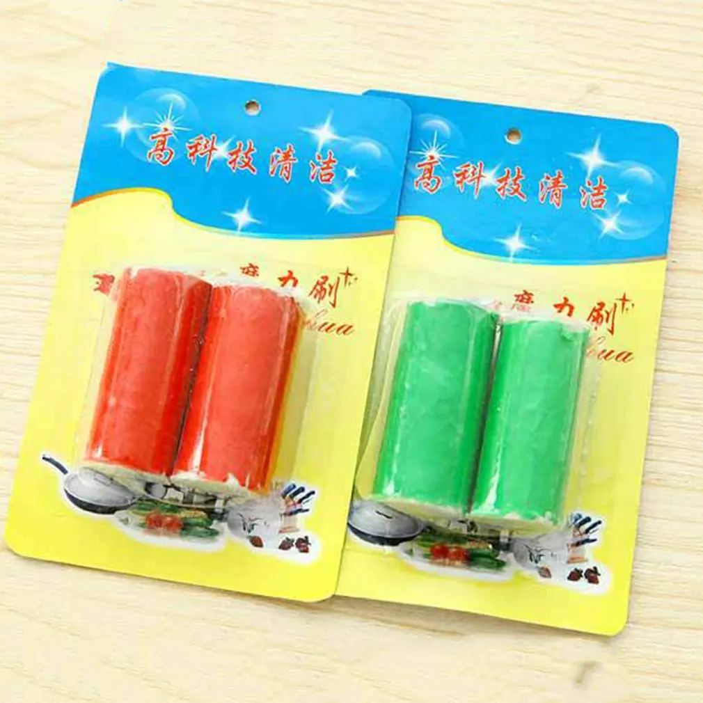 2pcs Stainless Steel Rod Magic Stick Rust Remover Cleaning Wash Brush Wipe Pot Kitchen Accessories Dining Home Tools