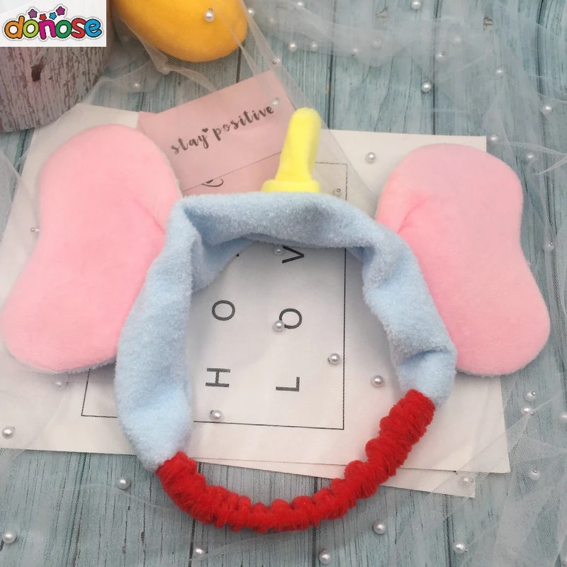 Милые большие уши слон Дамбо Плюшевые игрушки Kawaii девушки повязка для волос мыть