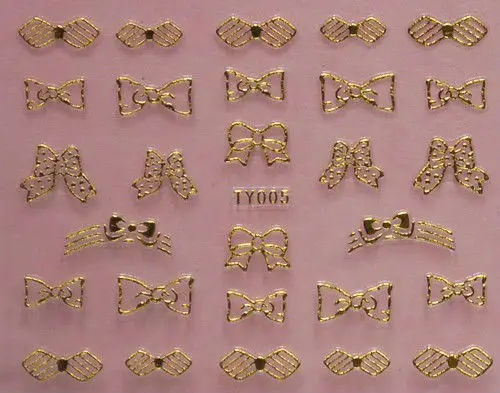 24 шт Новый корейский стиль Золотой металлический стикер для ногтей s бант сердце