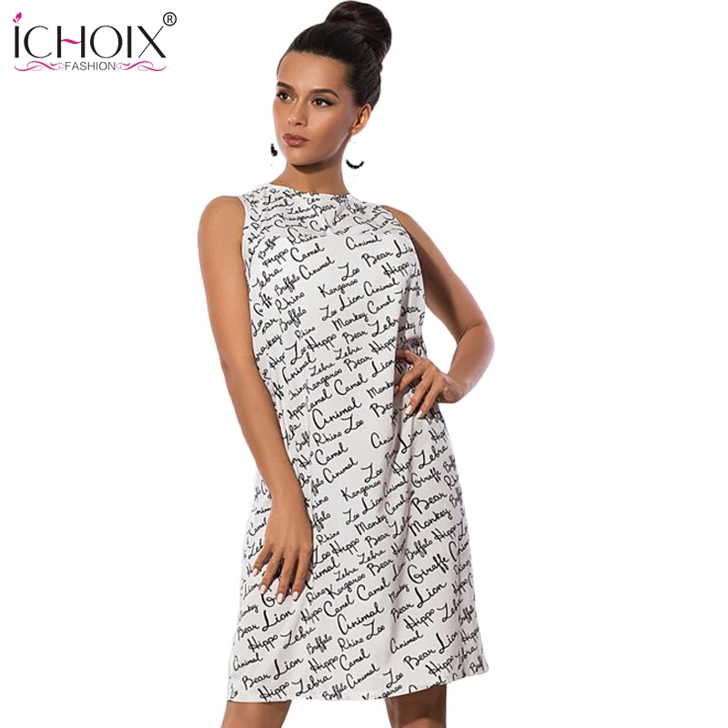 Модные летние женские платья с буквенным принтом 2019 пикантное шифоновое платье
