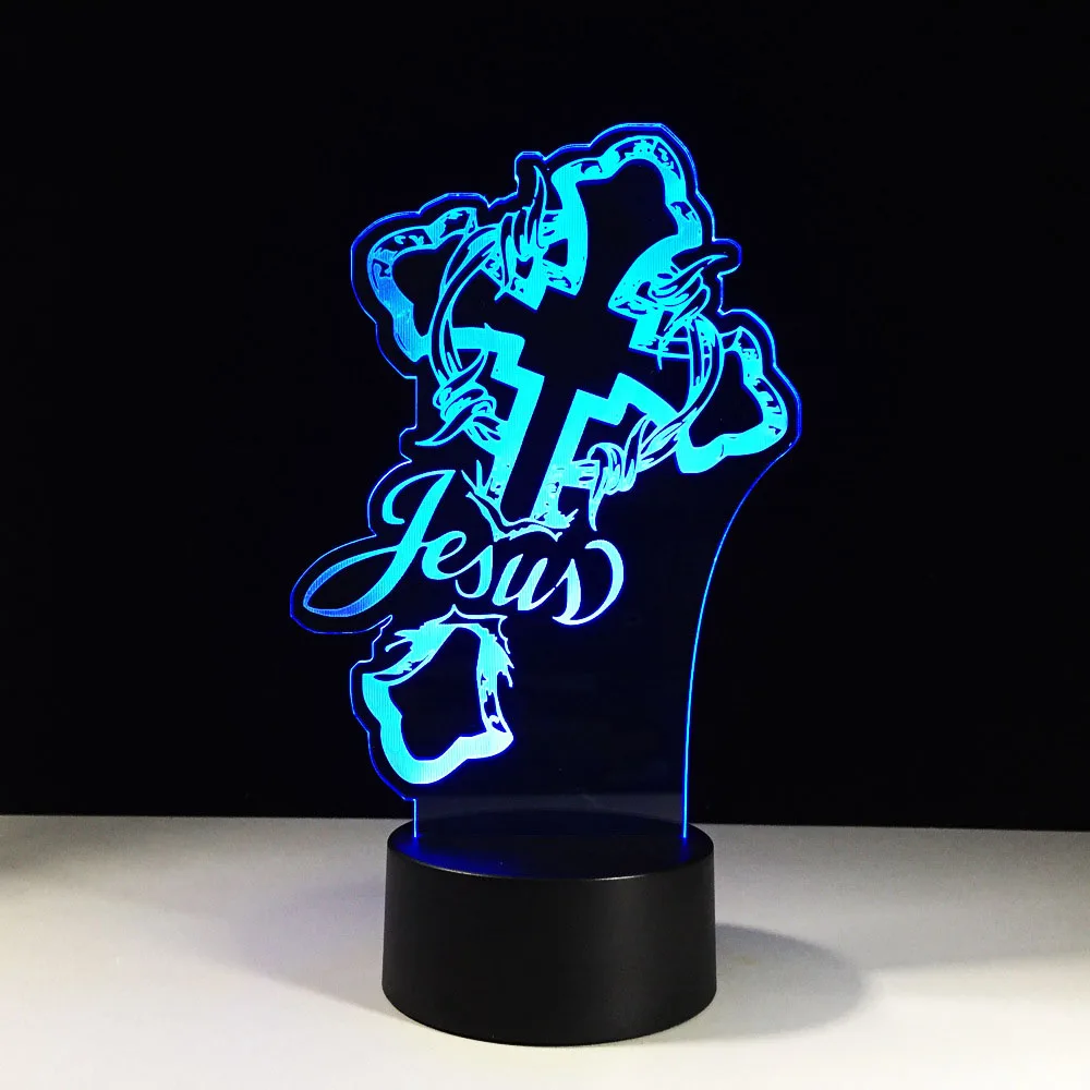 Кресты Jesus Christ в стиле USB 3D светодиодный ночной Светильник подарки Настольная LED