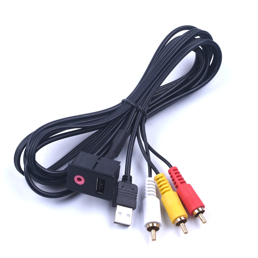 Новинка 3 5 мм RCA автомобильный AUX USB штекер монтажный адаптер с утапливаемым