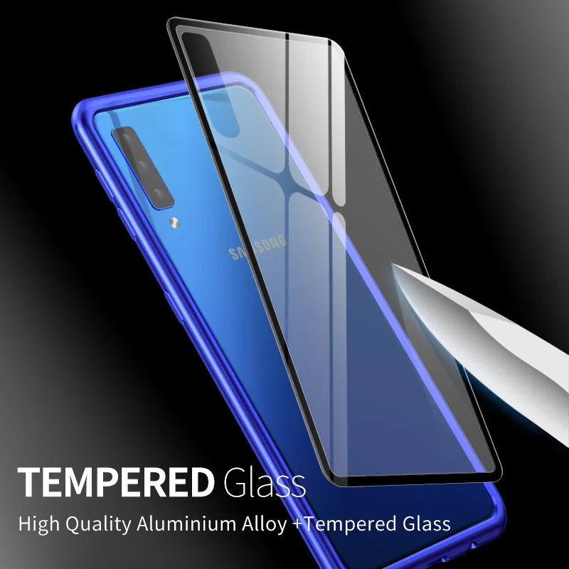 Алюминий металлическая крышка для samsung Galaxy A7 2018 случай моды Металл закаленное