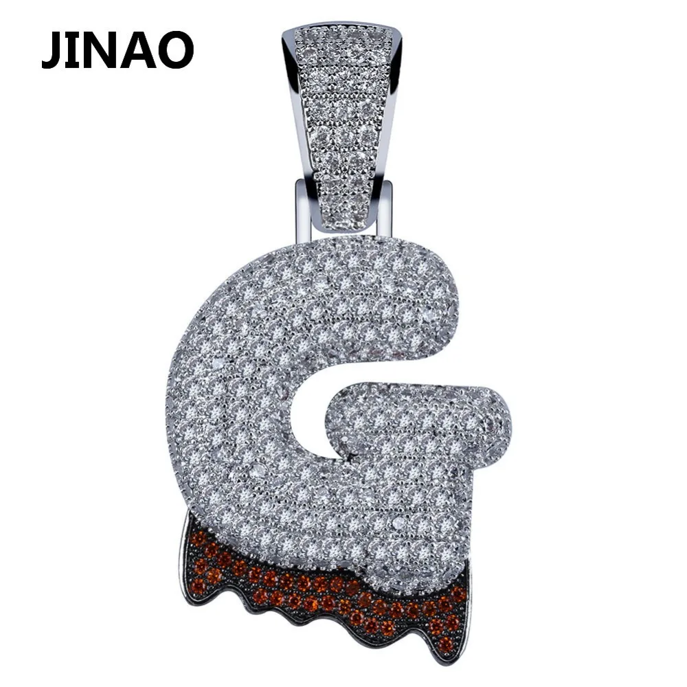 JINAO Iced Out, кулон с буквенным именем и дополнительная цепочка, дизайн, A-Z, кубический циркон, кулон в стиле хип-хоп, Пузырьковые украшения из букв