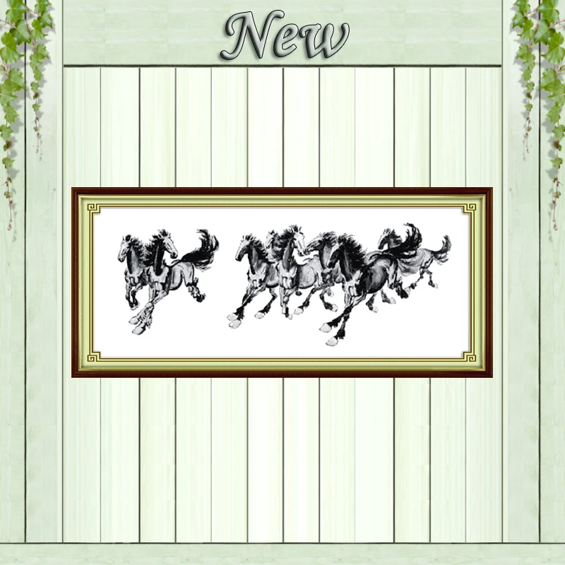 

Eight steeds picture decor paintings counted printed on canvas DMC 14CT 11CT Chinese Cross Stitch Needlework Set Embroidery kits