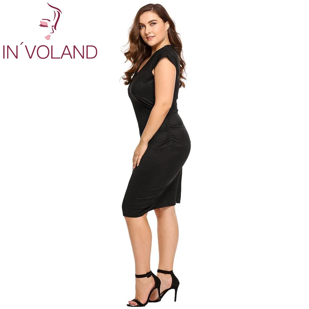 IN'VOLAND женское облегающее платье карандаш большого размера с рукавом крылышком