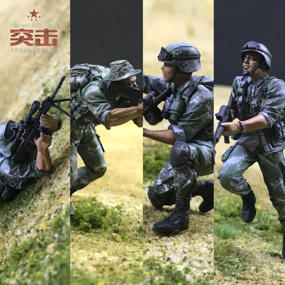 Солдаты из смолы RealTS 1/35 современные китайские солдаты 4 фигурки | Игрушки и хобби