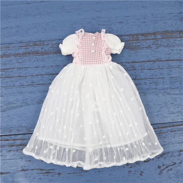 dress Blyth кукла ледяной шарнир тело licca тело белое розовое платье кружевное платье - Цвет: dress
