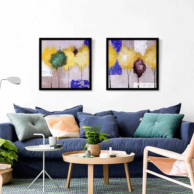 Картина маслом холст для аэрозольных красок желтый дерево стены фото Декор