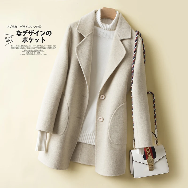 604 beige Tcyeek зимняя куртка из натуральной шерсти Женская одежда двухсторонние шерстяные пальто женское весенне-осеннее тонкое длинное пальто LWL1396 - Цвет: 604 beige