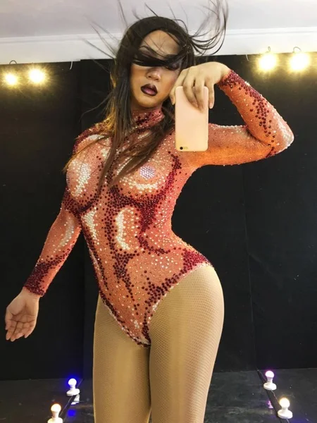 Боди со стразами красное блестящее с высокой вилкой|sexy full bodysuit|full bodysuitfull female bodysuit