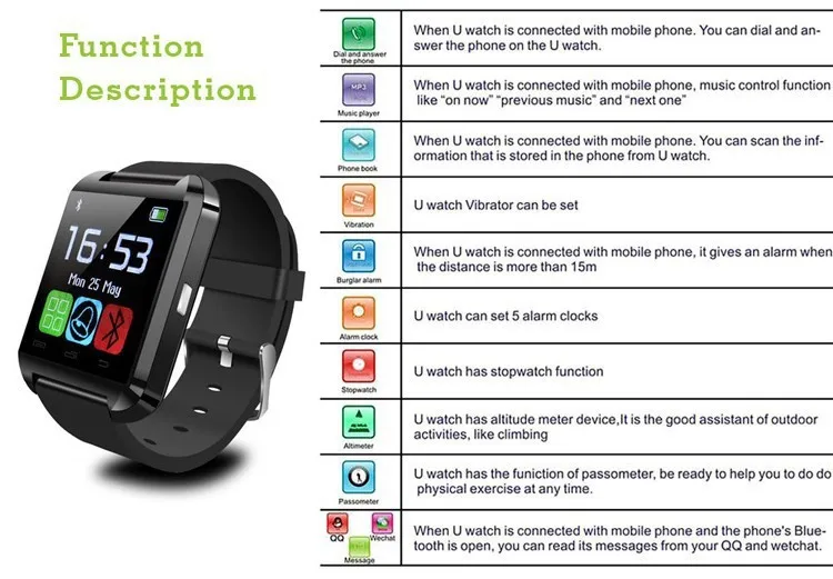 K' новые умные часы U8 Bluetooth умные часы U80 для IPhone 6/5S samsung S6/Note 4 htc Android Phone смартфонов Android