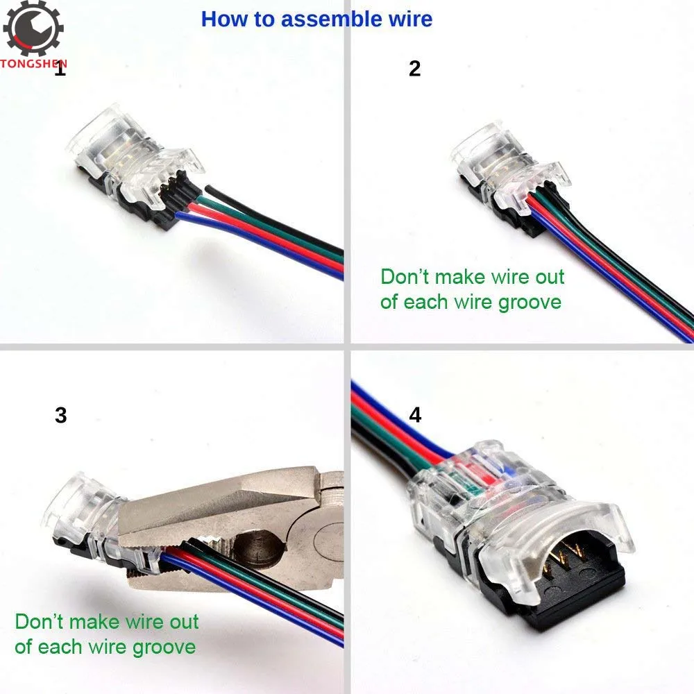 3 шт. 2 контактный 4 5 разъем для светодиодной ленты 10 мм 12 IP65 RGB RGBW 3528 5050 проводное