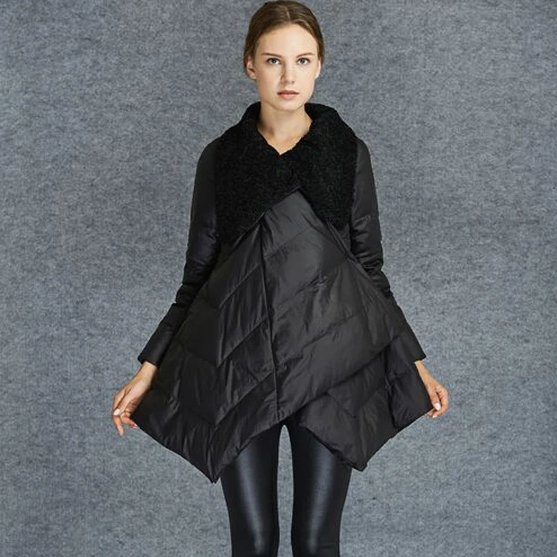 Зимняя женская куртка 2018 Новая модная белая парка на утином пуху большой