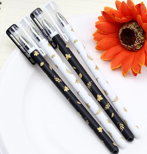 1 шт. 0 35 мм черные чернила гелевые роликовые ручки серия Leaves канцелярские