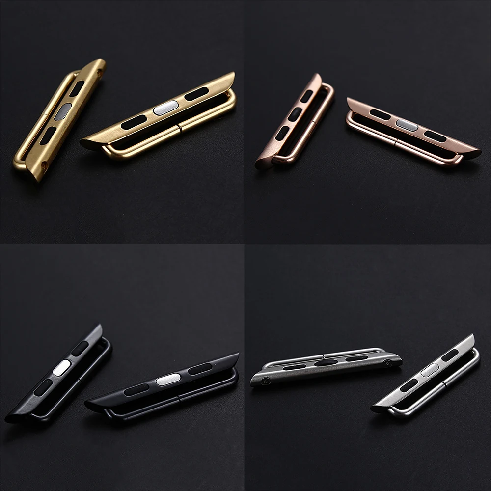 

CARLYWET Silver Gold Rose Gold Black Watch Band Connector Adapter For AppleWatch iWatch Sports 38mm40mm42mm44mm with Screwdriver