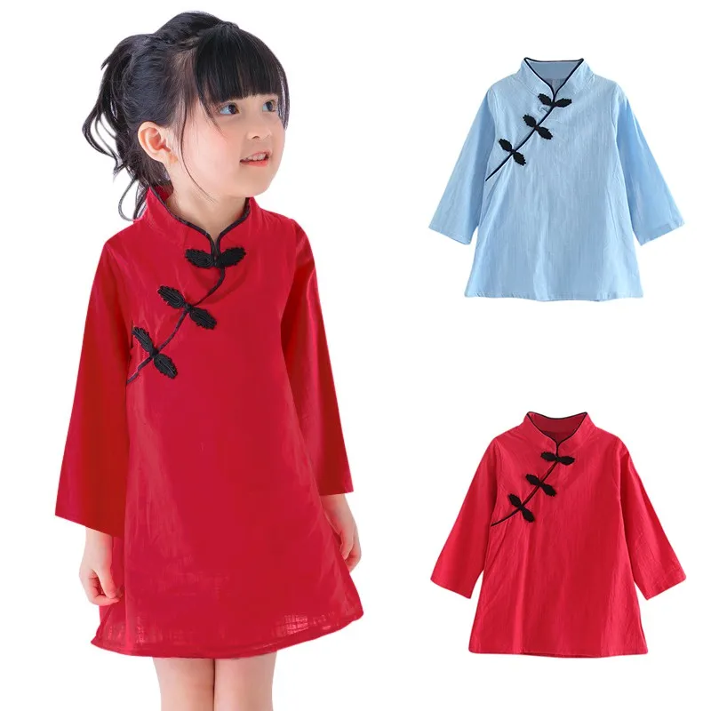 Детская одежда платье для девочек в китайском стиле Cheongsam летнее От 1 до 5 лет
