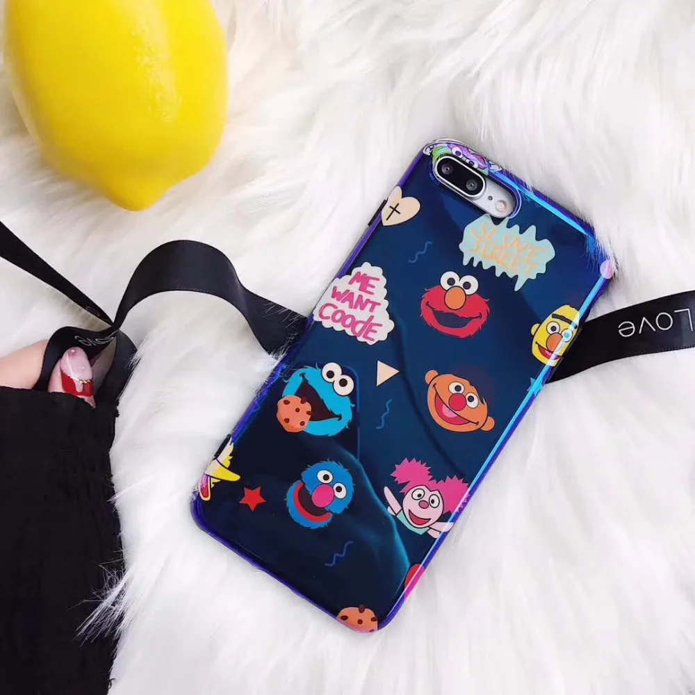 Blu-Ray мультфильм Улица Сезам Забавный чехол для iPhone XR X XS MAX мягкий защитный милый 7 8