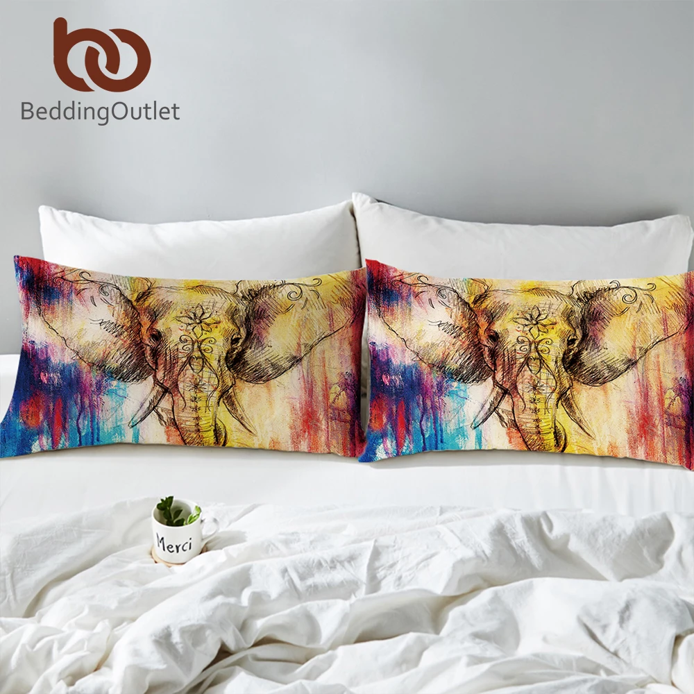BeddingOutlet наволочка для подушки в виде слона красочная богемном стиле Наволочка