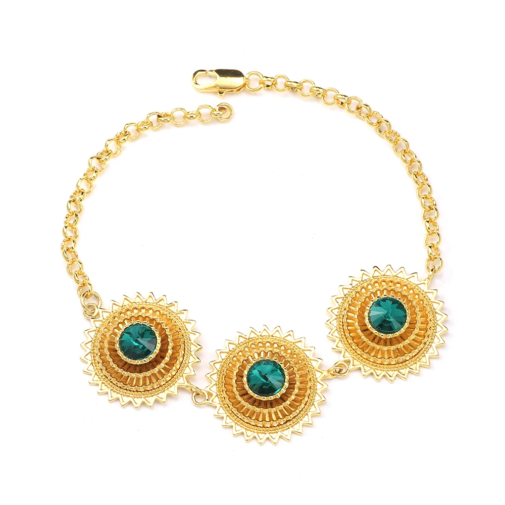 Женский комплект ювелирных изделий Ethlyn золотого цвета ожерелье + серьги браслет