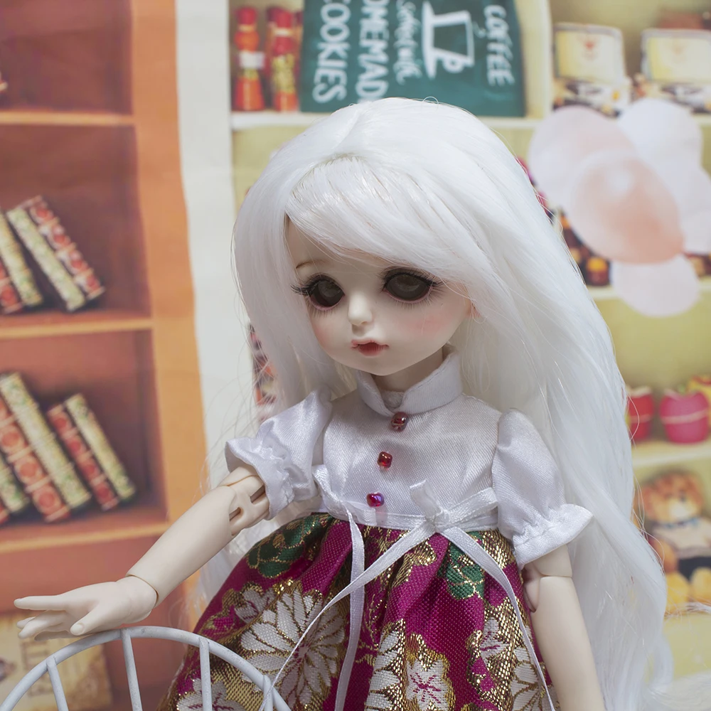 1/6 BJD волосы для куклы термостойкие волокна длинные кудрявые белый цвет парики для BJD куклы