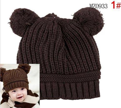 Baby Winter Hat Tuque for 5 to 36 Months Girls Boys Kids Children Dual Ball Knit Sweater Cap Hats Warm Knitted | Детская одежда и