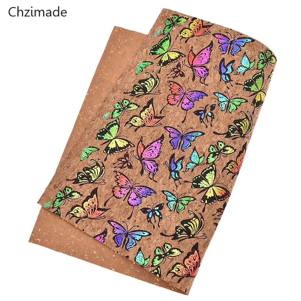 butterfly 29X21cm Chzimade 1 ярд А3 А4 А5 винтажная мягкая пробковая Синтетическая кожа ткань для одежды сумки ручной работы цветочная ткань для шитья Diy ремесло - Цвет: butterfly 29X21cm